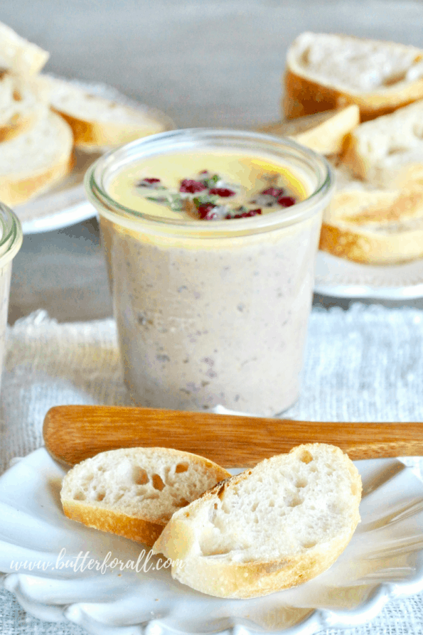 A pot of cranberry apple duck liver pâté.