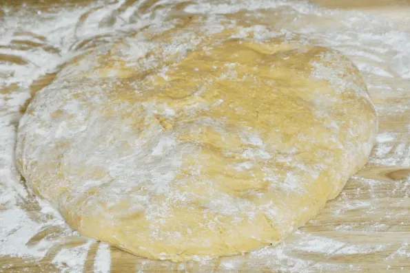 The soft and sticky English muffin dough.