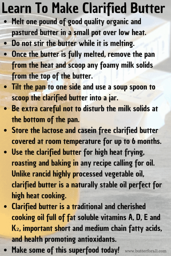 A handy infographic on the process of making clarified butter.