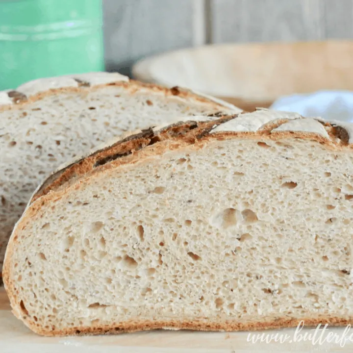 A soft a fluffy crumb makes this Light Rye Sourdough a wonderful bread for toasting or sandwiches!