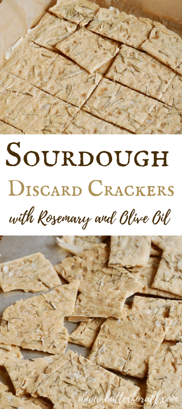 A collage of sourdough crackers with text overlay.