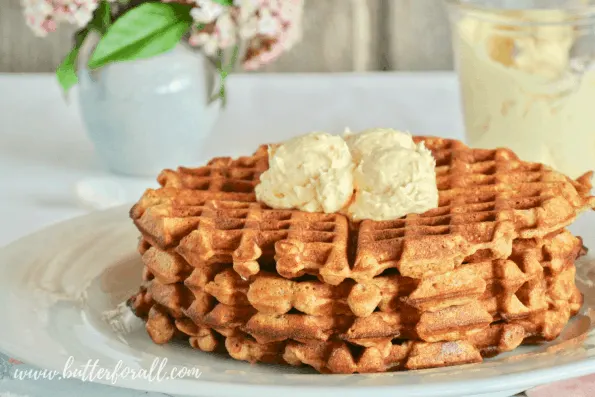 A stack of carrot cake waffles.