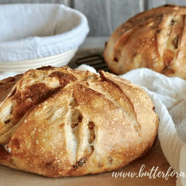 Two beautiful big loaves of Cheesy Sourdough Pizza Bread!