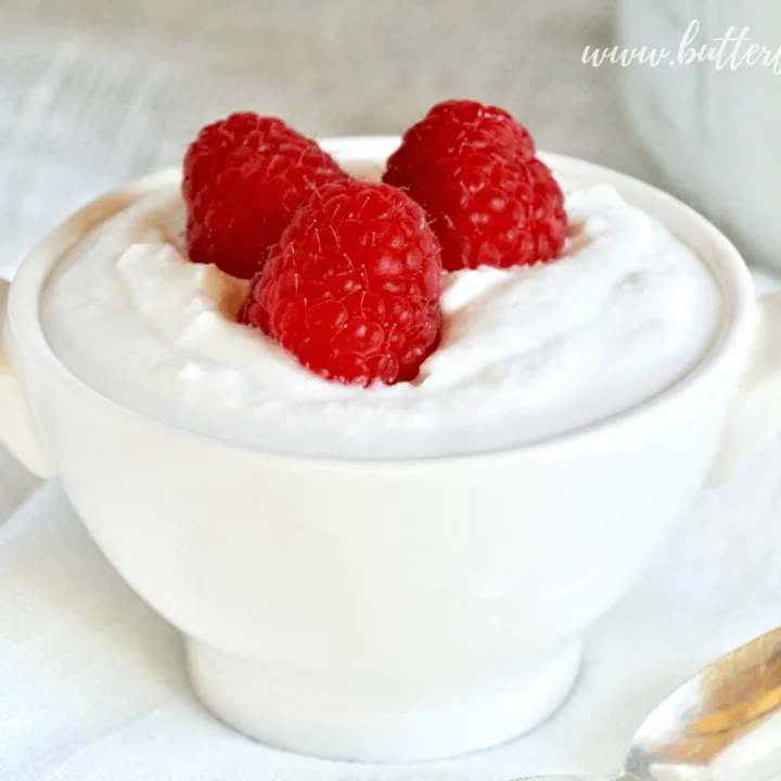 A bowl full of rich and creamy coconut yogurt is a great source of gut friendly probiotics and healthy fats!