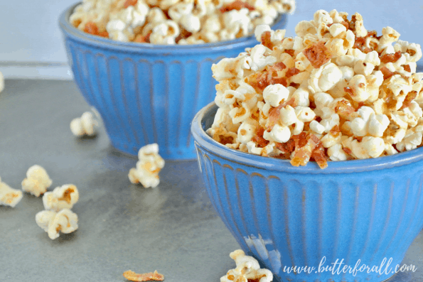 A bowl of Maple Bacon Caramel Corn.