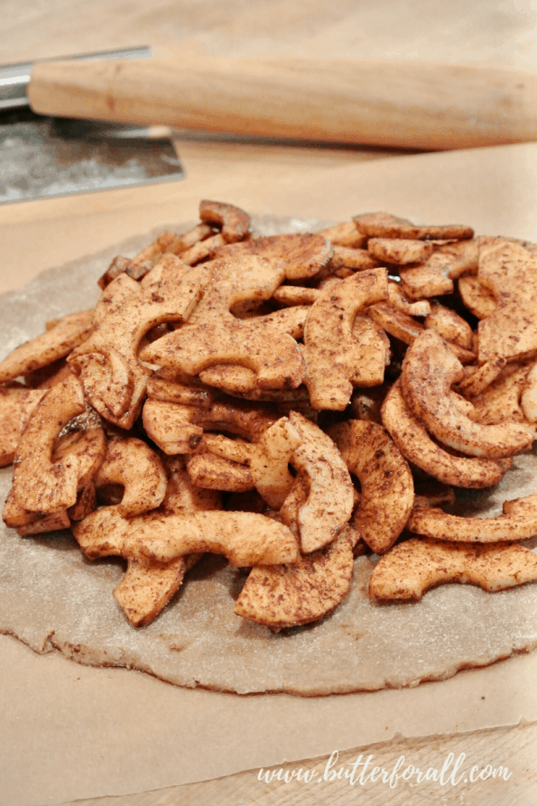 Filling the apple galette.