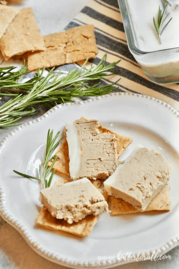 Pâté on sourdough crackers.