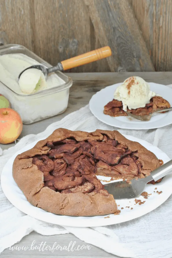 Apple galette with fresh ice cream.