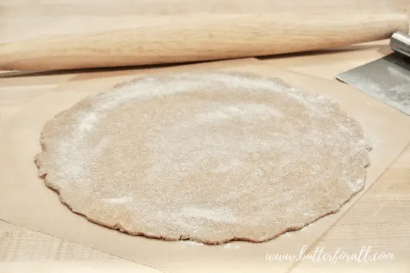 Sprouted whole wheat pie dough rolled into a crust.