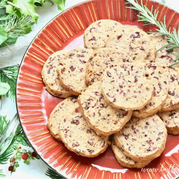 Cranberry Rosemary Shortbread Cookies