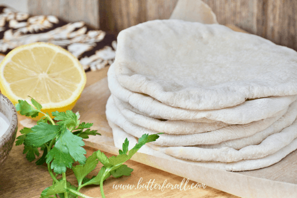 A stack of sourdough pita bread.