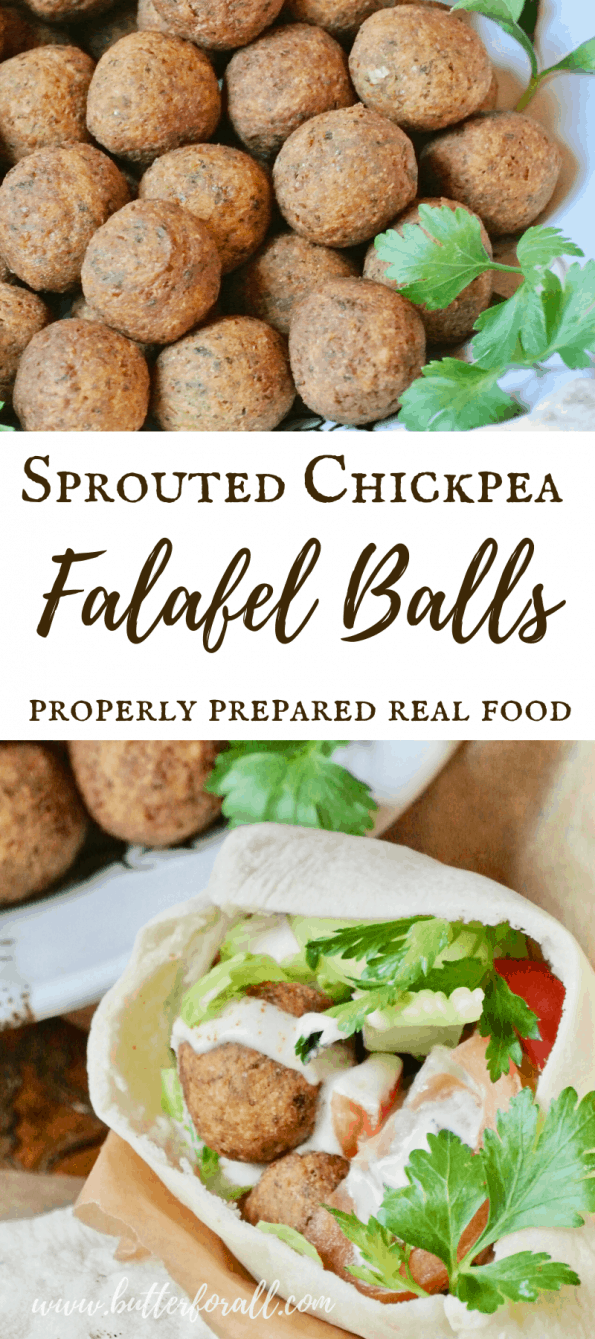 A collage of falafel ball dishes with text overlay.
