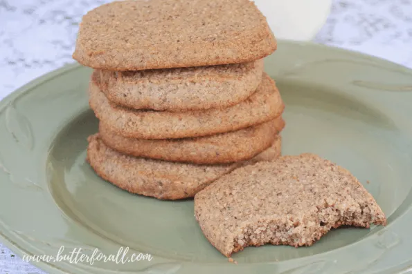 A stack of soft and chewy grain-free cookies.