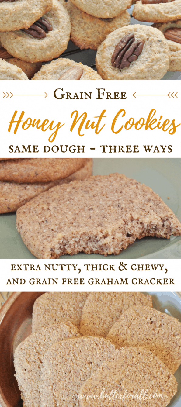 A collage of grain-free cookies with text overlay.