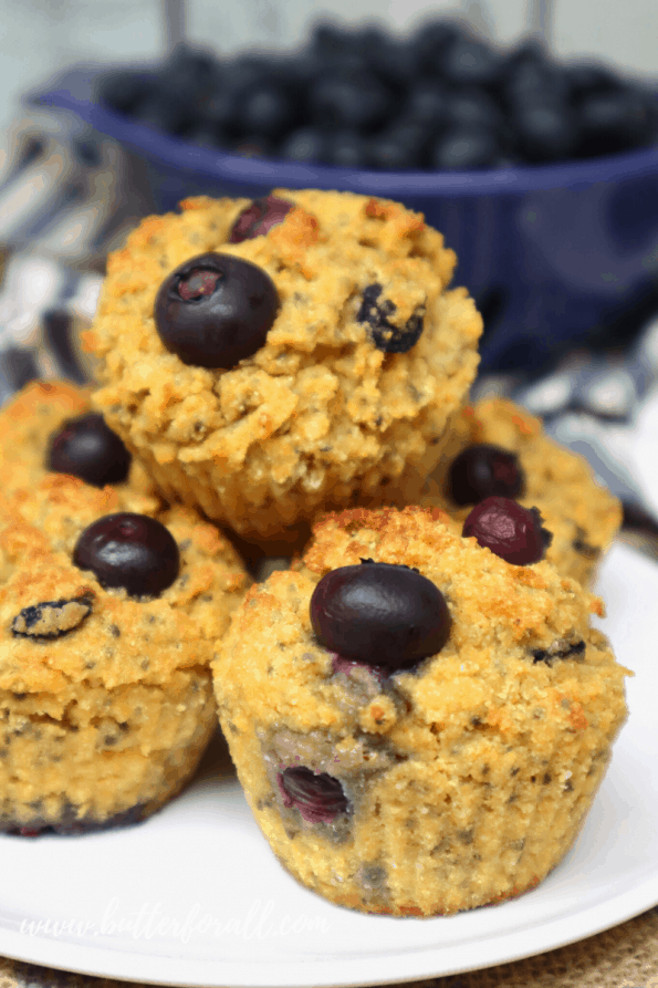 A stack of blueberry cornbread muffins.