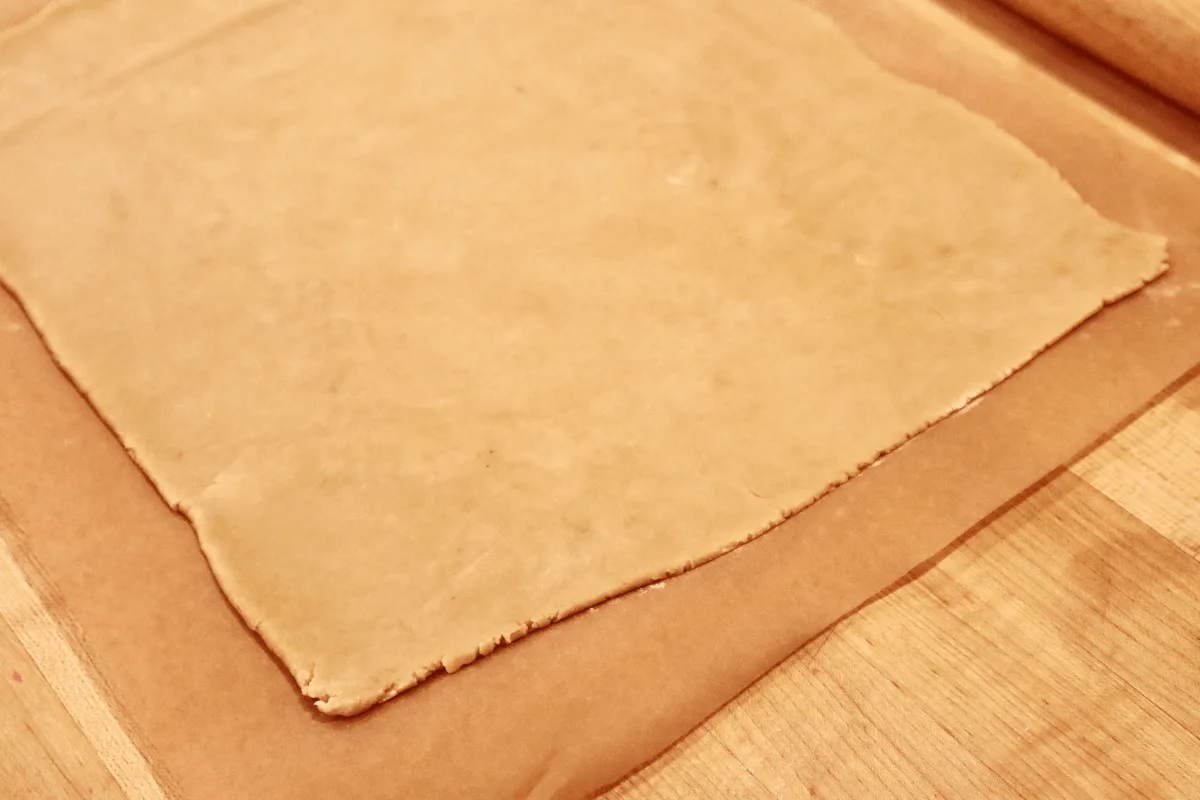 A perfect rectangle of dough 1/4 inch thick.