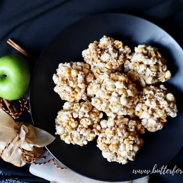 Cinnamon, Apple, and Honey-Butter Caramel Popcorn Balls