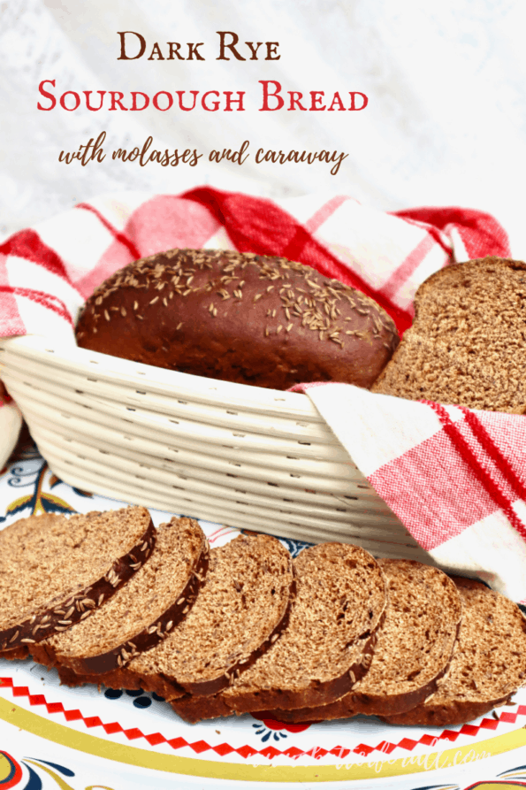 A basket of mini rye loaves and a platter of sliced rye bread with descriptive text.