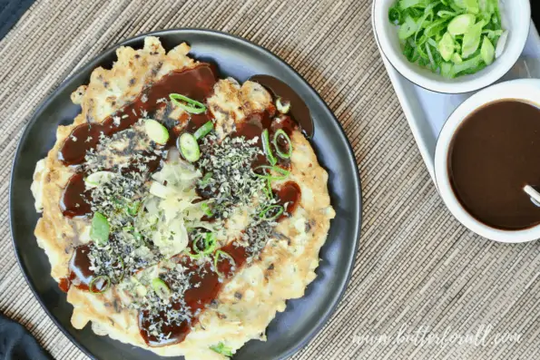 Sourdough okonomiyaki pancake with special sauce.