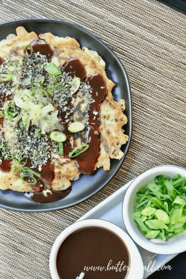 Sourdough okonomiyaki with shrimp.
