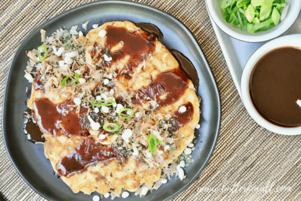 Sourdough okonomiyaki with bacon.