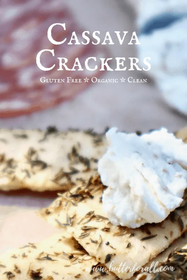 Light and crispy cassava crackers with goat cheese.