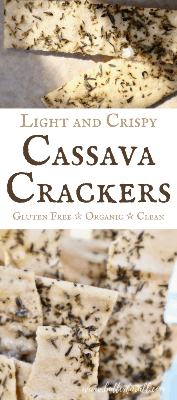 Cassava cracker photo collage with text overlay.