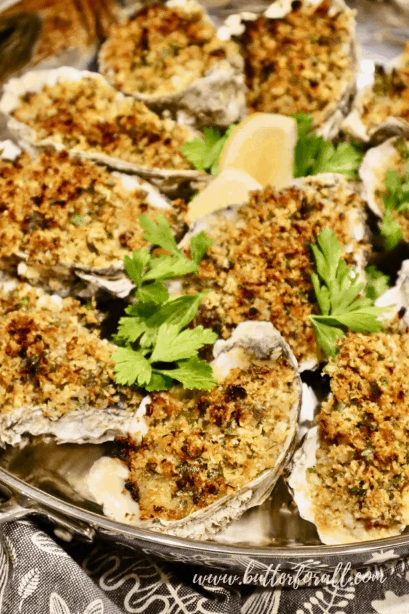 Large sourdough-crusted oysters baked to golden-brown perfection.
