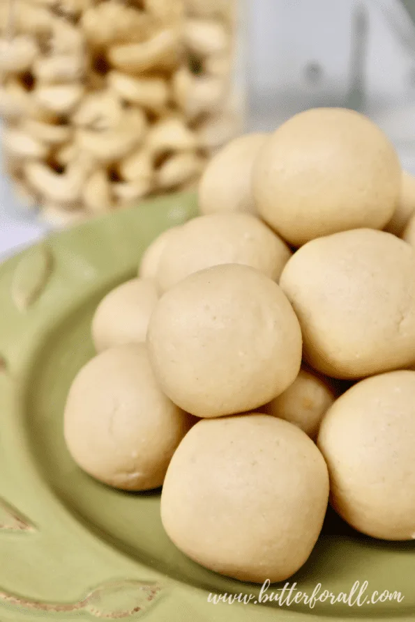 Ginger cashew cookie dough close-up.