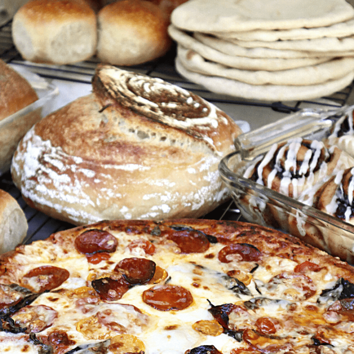 Multiple baked goods made from the sourdough master recipe.