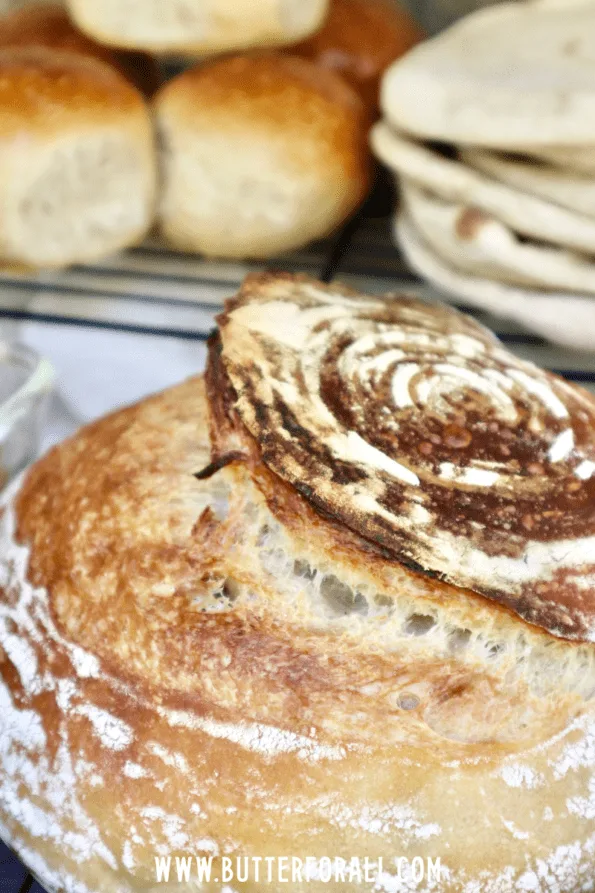 A traditional sourdough boule with a great ear.