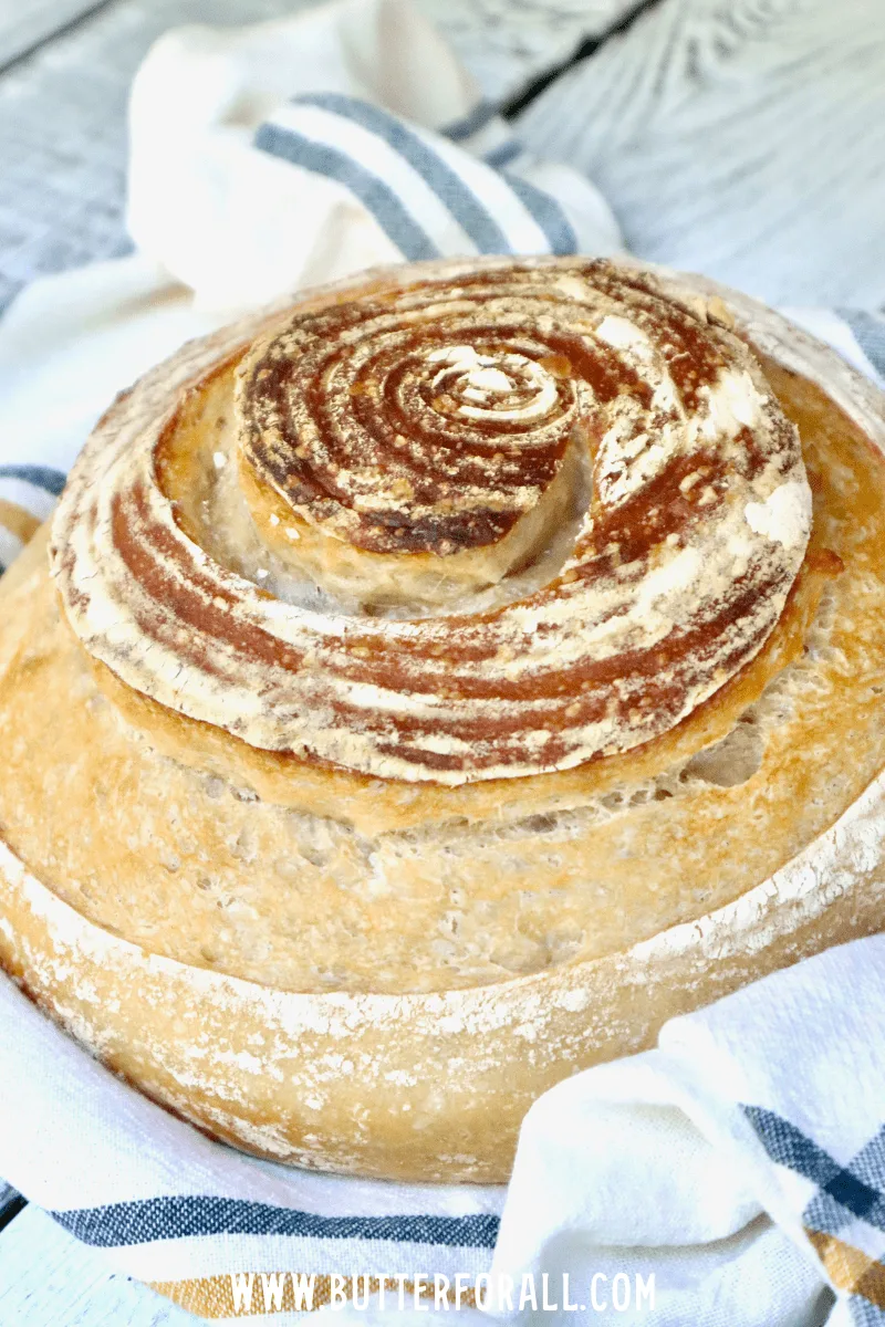 A beautiful boule made with the sourdough master recipe.