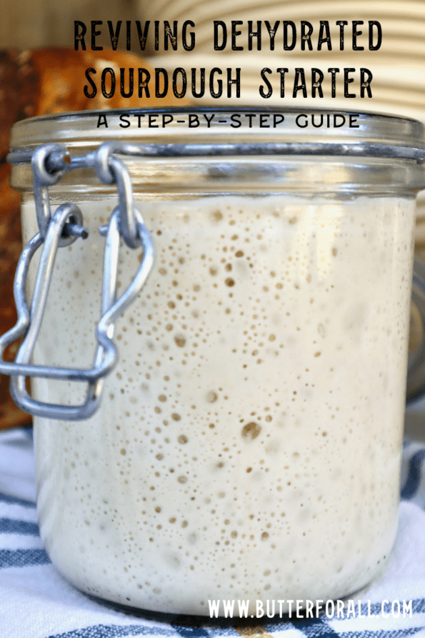 A big jar of bubbly sourdough starter. 