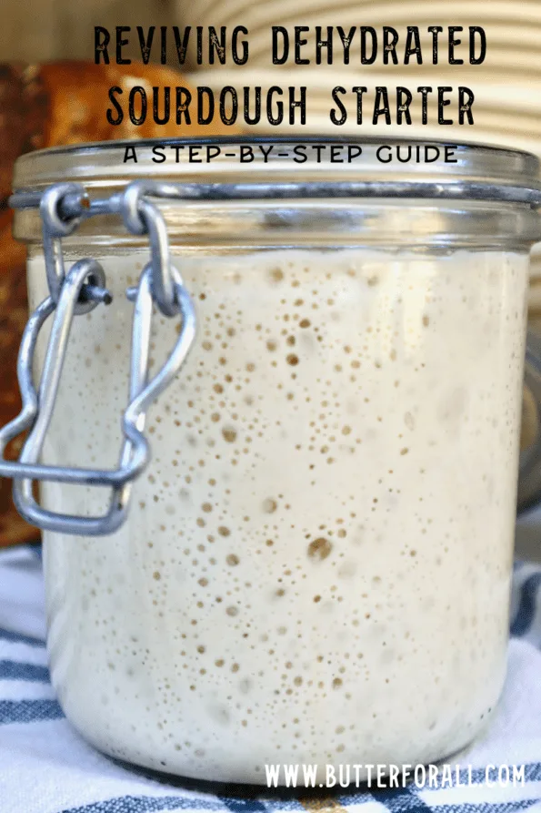 A big jar of bubbly sourdough starter. 