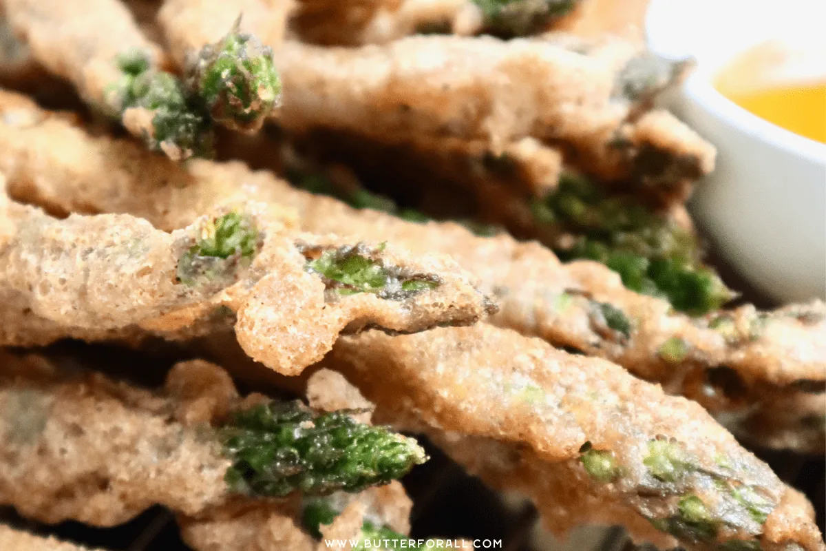 Crunchy fried asparagus spears.