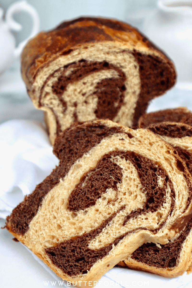 Perfect slices of bread with a Dutch chocolate swirl.