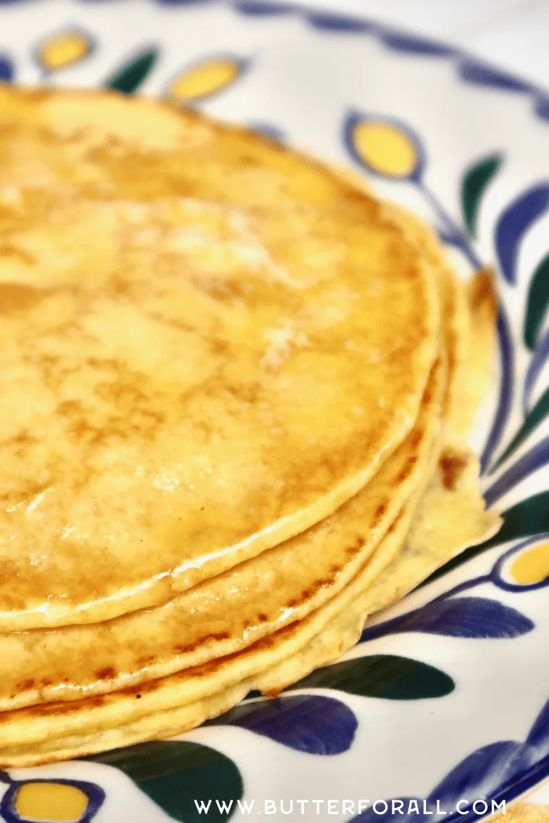 Einkorn sourdough pancakes on a plate.